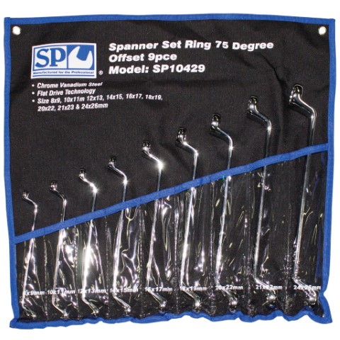 SP - SPANNER SET RING 75 DEGREE OFFSET 9PCE 